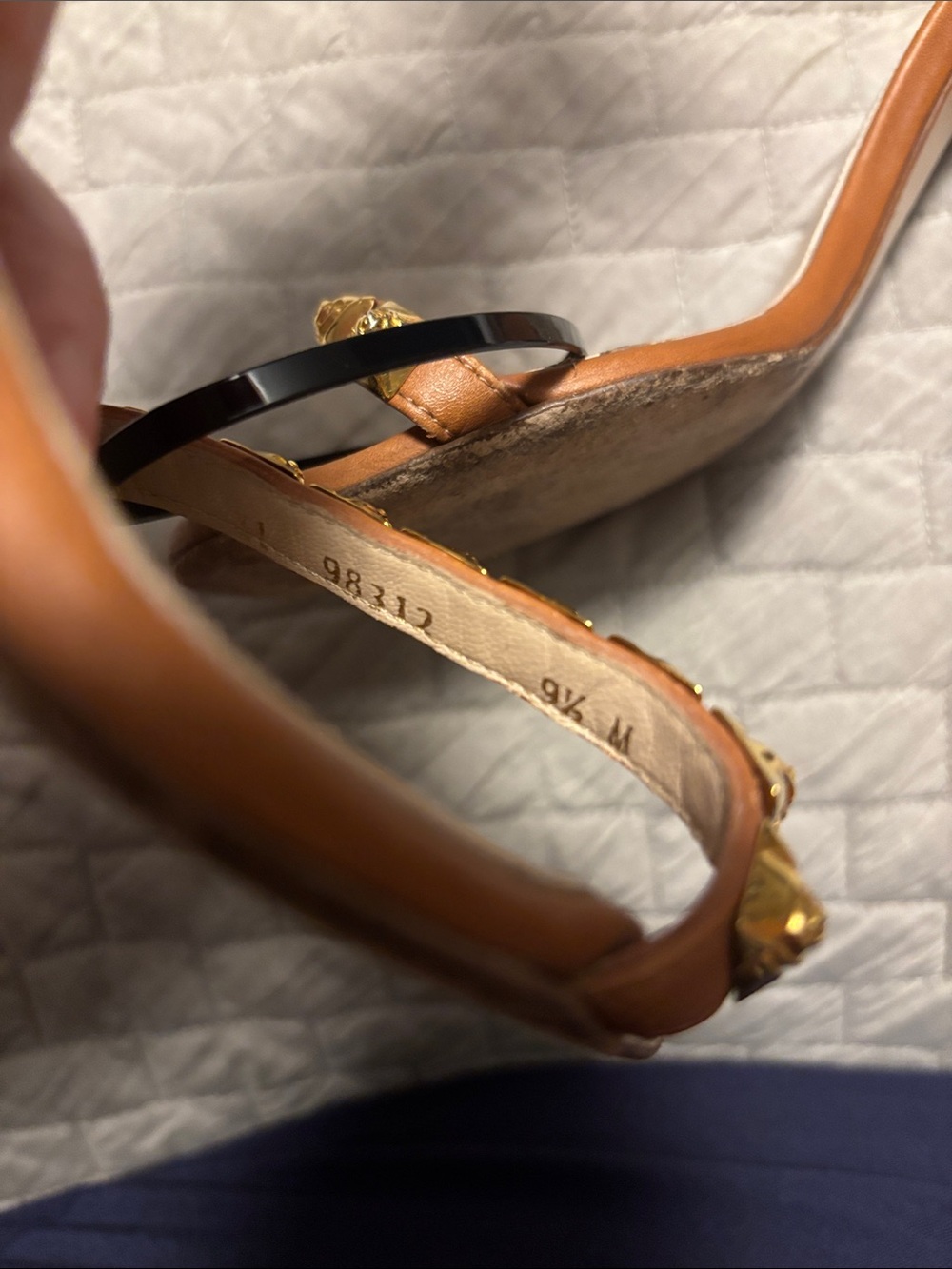Stuart Weitzman Women's Tan Leather Block Heel Sandals - Picture 8 of 8